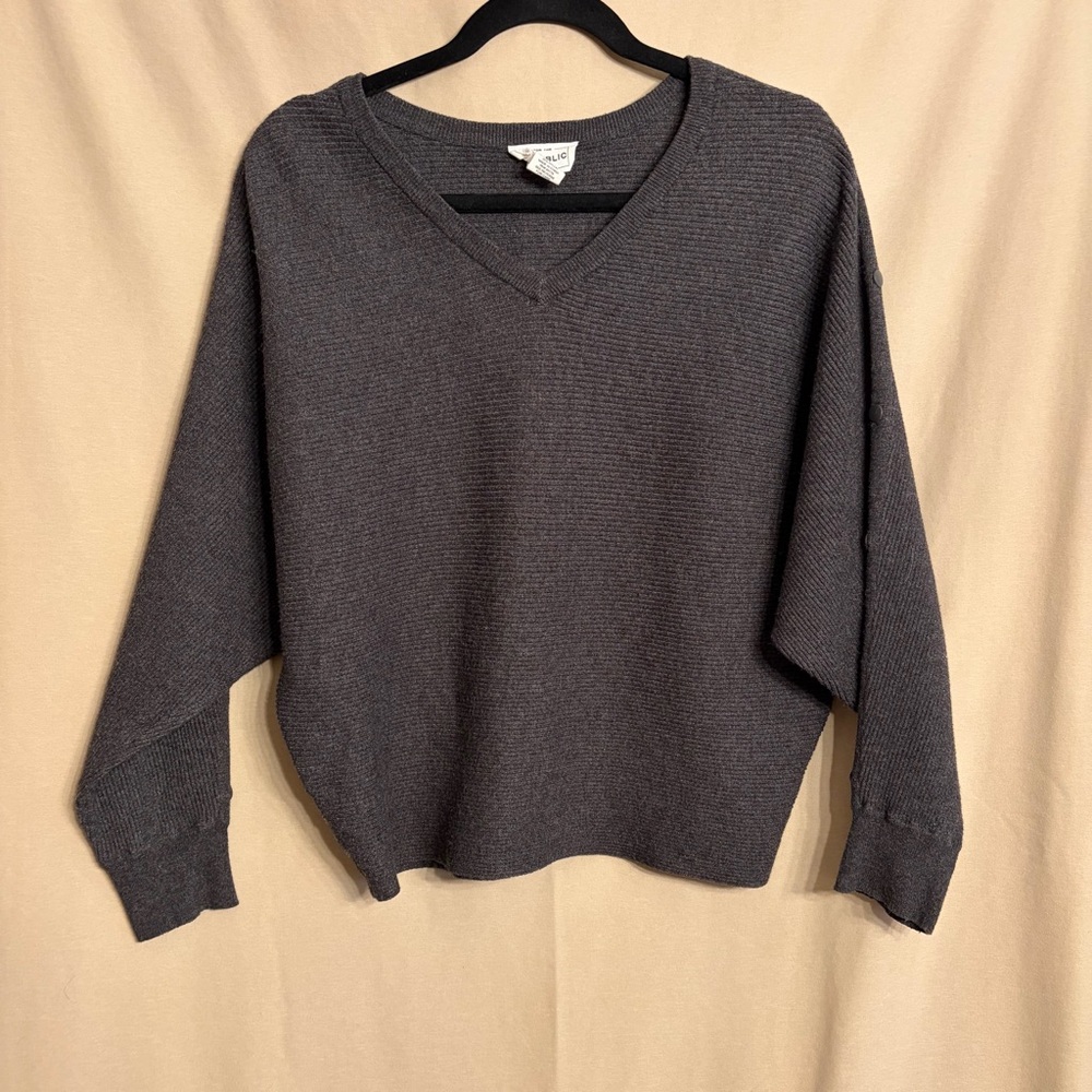 For The Republic Women’s XL Charcoal V-Neck Dolman Sleeve Sweater